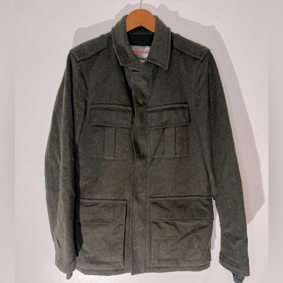 Prada | Jackets & Coats | Prada Green Wool Collared Military